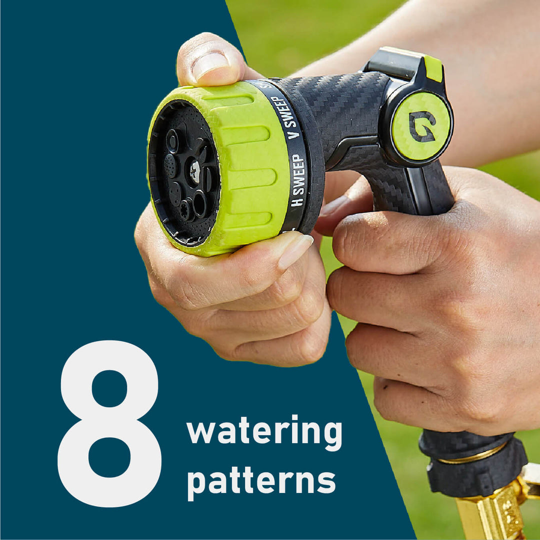 Designed to meet all your watering needs. Different spray patterns for your desired effect. Mist, Cone, H sweep, V shower, Center, Jet, Shower ans Full coverage.