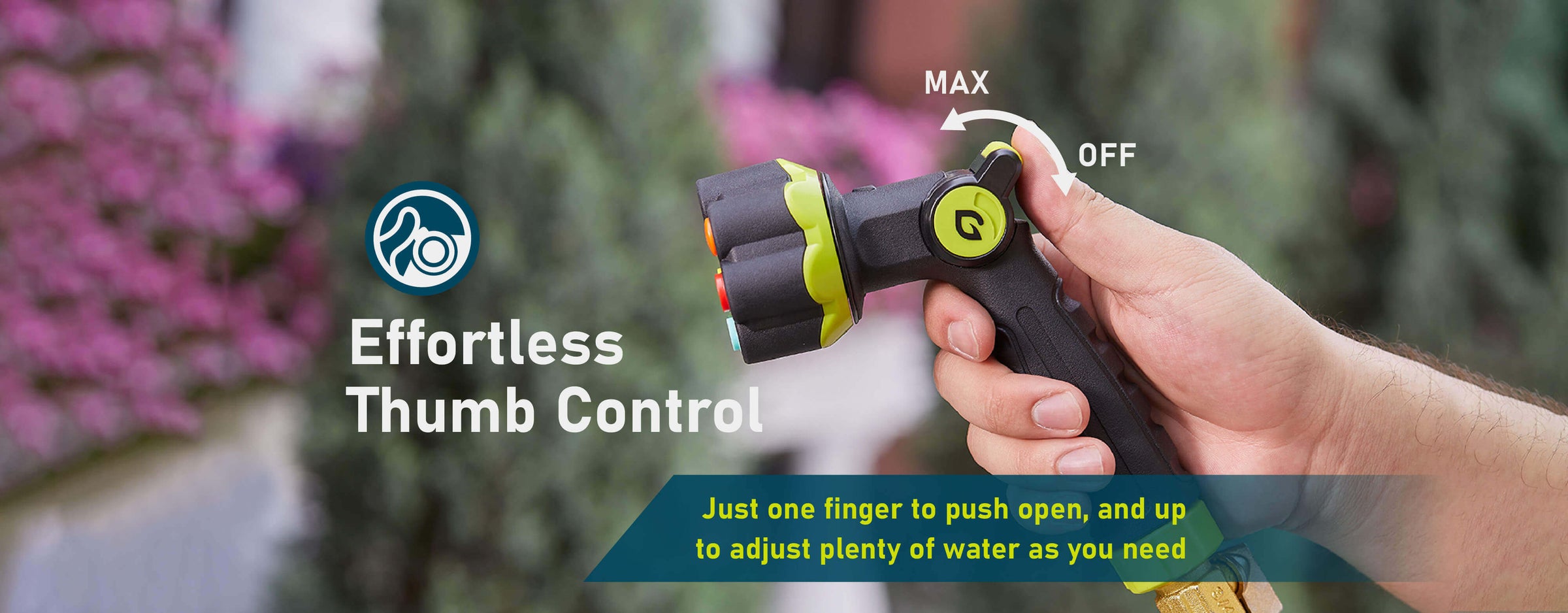 Operate with just one finger to open, and adjust upwards to control the desired water flow.