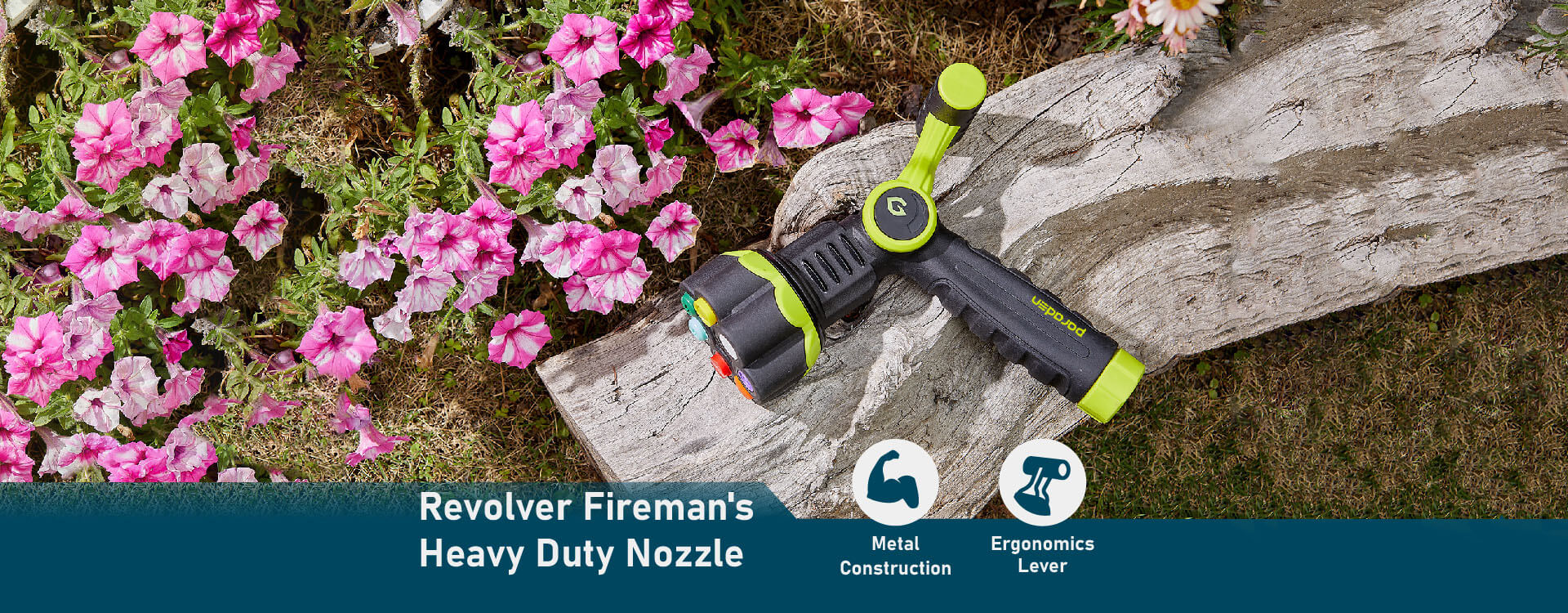 Revolver Fireman's Heavy Duty Nozzle with metal construction and ergonomics lever