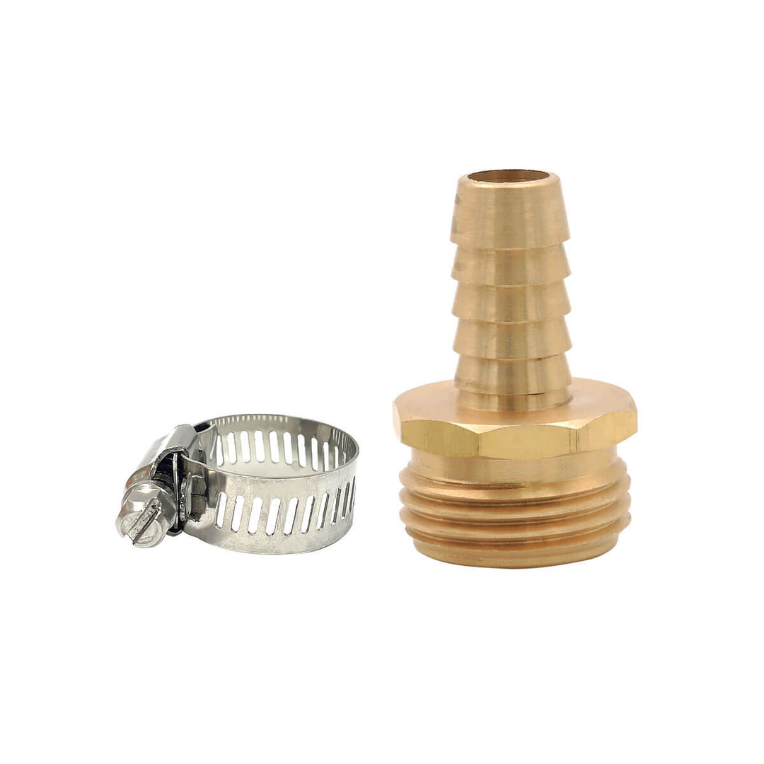 Hose Adapter 1/2" Hose Barb x 3/4" MHT Brass Adapter with Clamp
