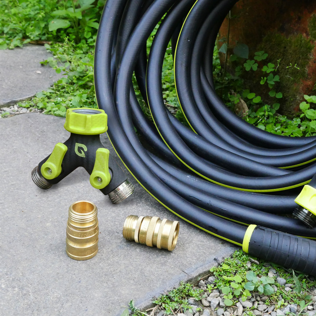 Paraden bundle set of 50 ft garden hose and splitter set with quick connectors
