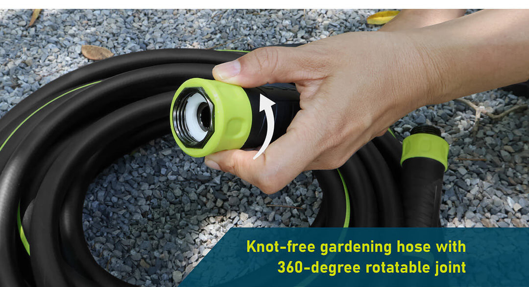 Knot-free gardening hose with 360-degree rotatable joint