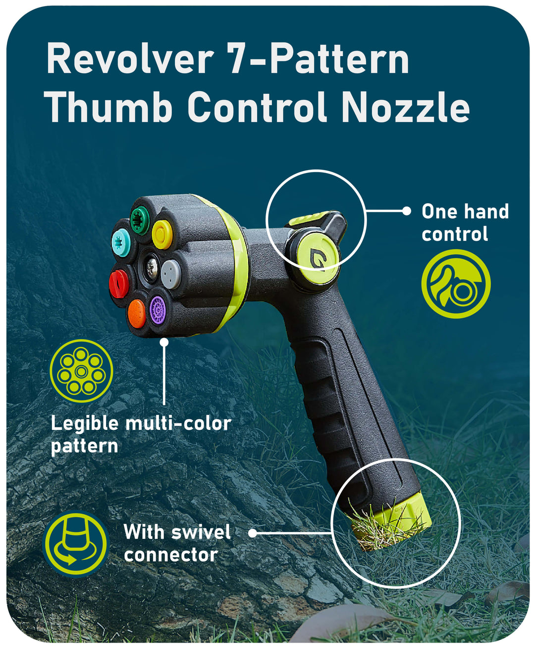 Paraden fireman's style heavy duty watering nozzle, 7 pattern, thumb control